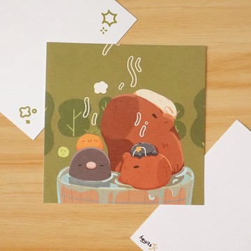 【插畫小卡】水水豚 | 水豚小卡 | 裝飾送禮皆可