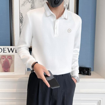 潮男秋款長袖POLO衫衛衣外套青少年翻領長袖體恤衫商務襯衫領上衣長袖素面吸濕排汗長袖POLO衫 實用口袋 團體制服 工作