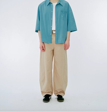 日系復古 弧形水洗彎刀長褲