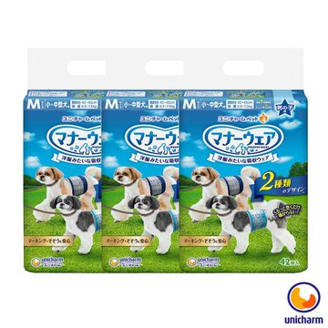 Unicharm 日本消臭大師 禮貌帶男用-中小型犬M 42片 X 3包