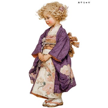 【12月新品4】07-114-0110 人物貼紙 和服復古