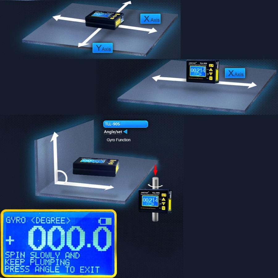 TLL-90Sポータブルミニ液晶ディスプレイデジタルレンジ分度器レンジ計プロ軸レーザーレベル傾斜計