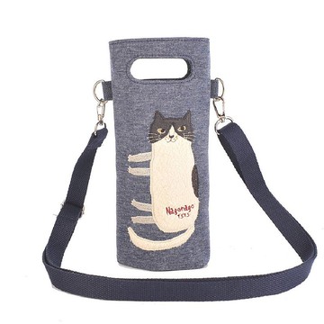 Kusuguru Japan 保溫保冷杯套袋 單肩斜背二用 內層鋁箔 藍色