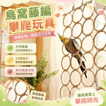 ⚡臺灣倉出⚡優選⭐鳥窩夏季圈玄鳳鳥玩具鳥籠配件藤編可摺疊28環蜜袋鼯寵物攀爬收納