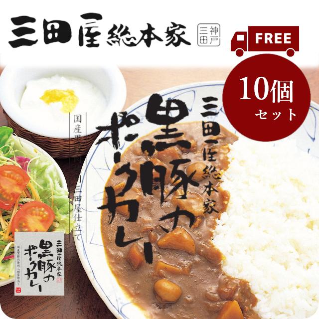 送料無料 レトルトカレー 三田屋総本家黒豚のポークカレー210g　10個セット