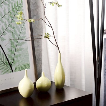 景德鎮陶瓷手工花瓶擺件 現代簡約裝飾品 插花花器三件套1入