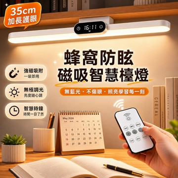 💖台灣現貨當天寄出💖 時鐘燈 LED檯燈 護眼檯燈 磁吸燈 學生宿舍燈 壁掛吸附燈 亮度調節 辦公燈 書桌燈 遙控燈