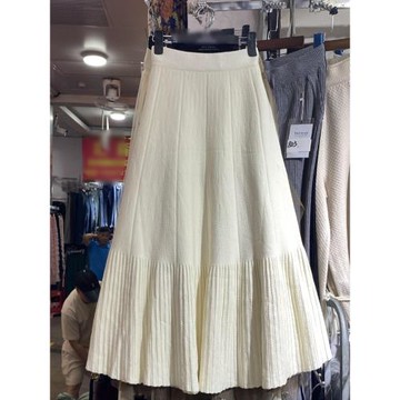 2025年秋冬新款法式洋氣高級感a字大擺坑條針織半身中長裙女334B