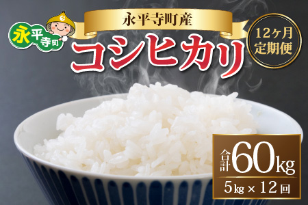 令和5年度産 永平寺町産 コシヒカリ 5kg×12ヶ月（計60kg） [K-033092]