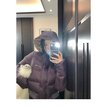 【RICECAKE & OISIS】美式短款 字母刺繡 連帽棉衣外套 高級感 百搭 棉服夾克 女