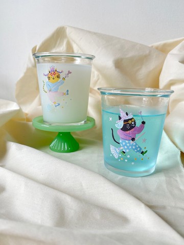 貓仙子 插畫冷飲玻璃杯