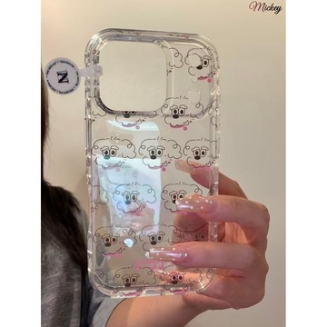 涂鴉線條卷毛狗適用iPhone17promax蘋果16手機殼15新款14全包13女