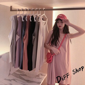 韓版寬鬆長版無袖上衣【V408】