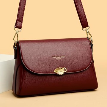 時尚翻蓋女士單肩斜挎小包2025新款女包簡約百搭中年媽媽大氣軟皮