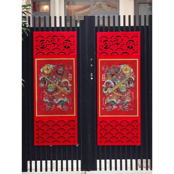 絨布金箔門神門貼2026丙午馬年植絨燙金貼畫納福過年新年大號年畫