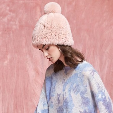 加購限定優惠▶極柔西班牙獭兔蓬蓬暖心毛帽_粉色