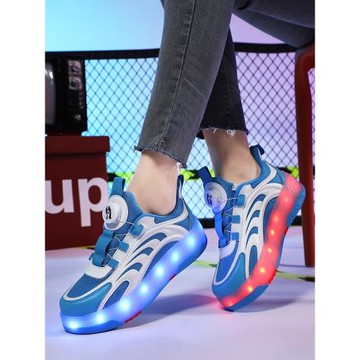 暴走鞋兒童雙輪學生輪滑鞋可走路帶輪鞋子男童四輪變形溜冰鞋女童