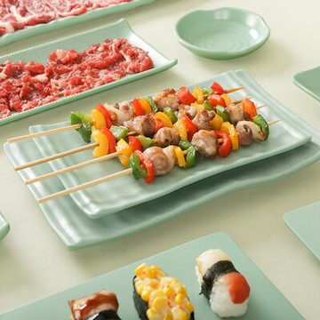 密胺餐廳飯店商用壽司盤子涼菜創意塑料盤長方形菜盤燒烤盤子餐具