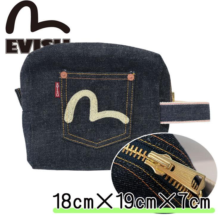 EVISU エヴィス ポーチ インディゴ ラウンドジップ 小物 鞄