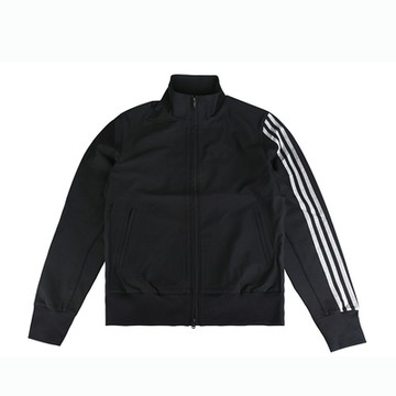 Y-3 3S REF W TT壓印標誌LOGO直條紋設計羊毛混紡雙拉鍊立領夾克外套(男女款/黑)