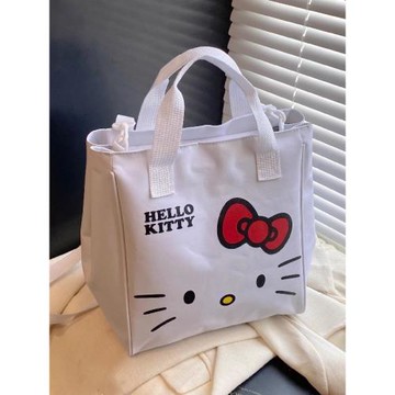 韓國新款大容量卡通kitty貓包包女新款可愛手拎便當袋單肩斜挎包