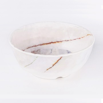 霧粉大理石 15cm 合成樹脂小碗｜幾何｜單品