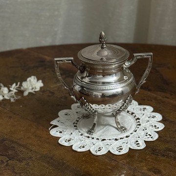 50549-絕美法國古董鍍銀糖罐