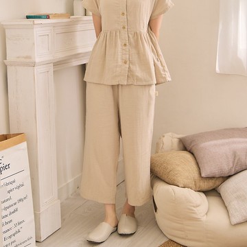 呼吸二重紗微寬八分褲-共3色