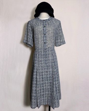 小葉子織紋短袖古著洋裝/ 國外帶回 VINTAGE