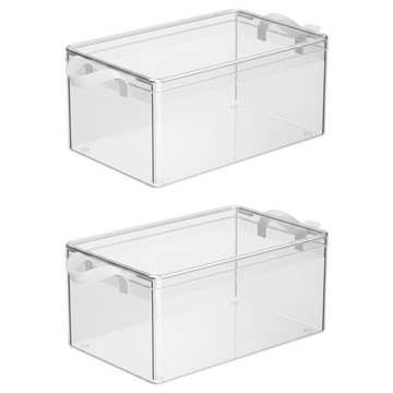 PVC手提可折疊衣物收納箱 中(30 x 24 x 17cm) 透明色  2個