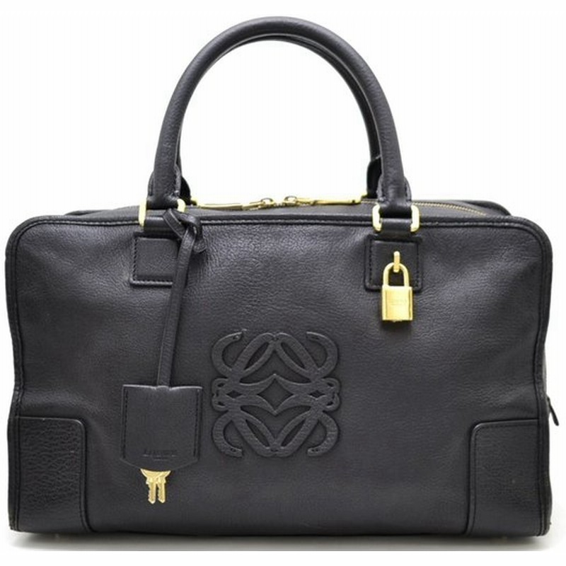バッグ)LOEWE ロエベ アマソナ36 レザー ハンドバッグ ミニボストン 黒 ...