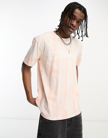 Volcom t-shirt with trippin print in orange tie dye