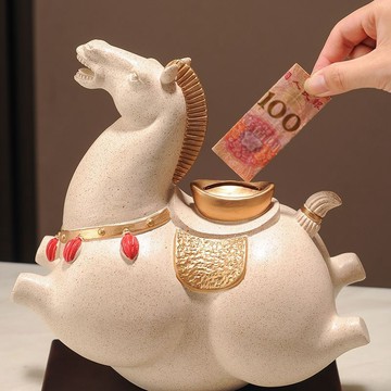 存錢罐$‌台灣出貨  十二生肖馬上有錢馬存錢罐擺件2025年新款大人儲蓄罐大容量儲錢罐