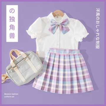 jk制服裙正版套裝全套閨蜜夏裝兒童學院風班服夏天裙女童10歲裙子