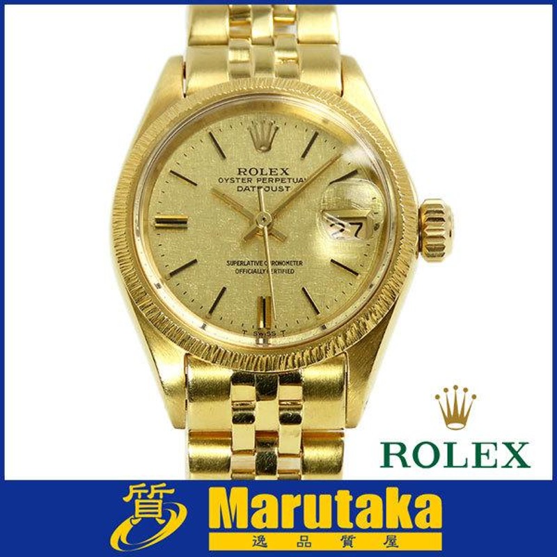 送料無料 ROLEX ロレックス デイトジャスト 6927/8 K18 金無垢 シャンパンモザイク文字盤 バーク仕上げ 日ロレO.H.済 アンティーク  | LINEブランドカタログ