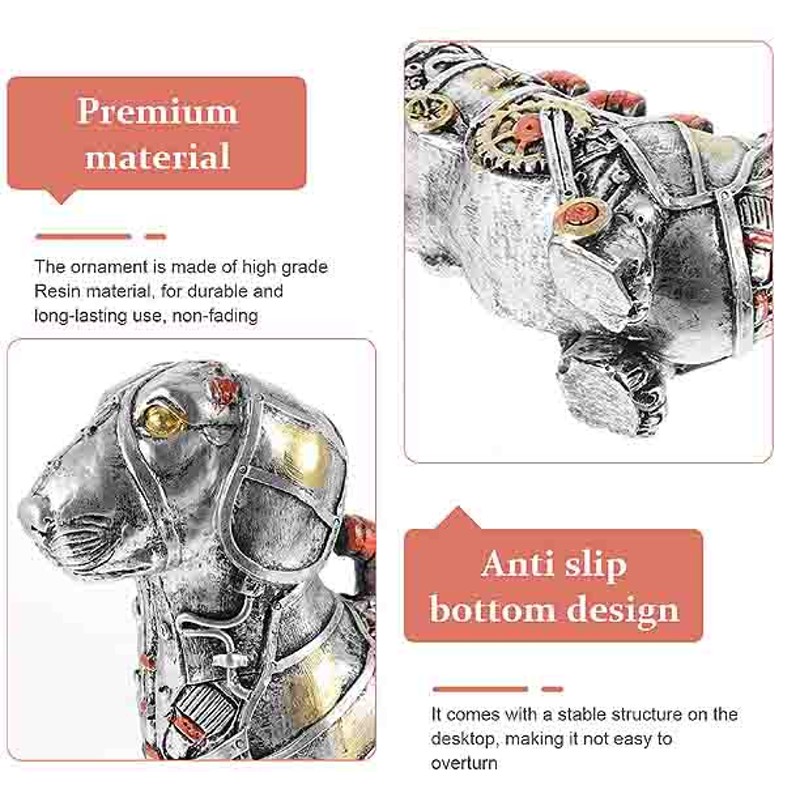 スチームパンク風 ダックスフンド犬の彫像置物 パンクソーセージ犬彫刻 子犬モデル（輸入品） | LINEブランドカタログ