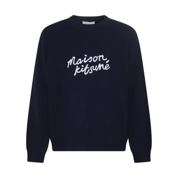 Maison Kitsune - Blue Wool Logo Embroidered Sweater