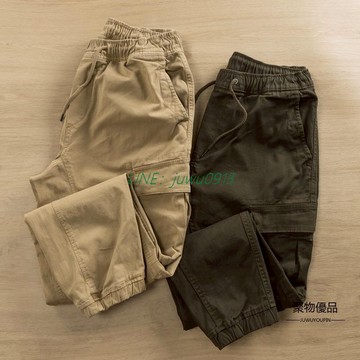 潮流男裝耐磨束腳日系工裝褲厚實寬版休閒褲工作褲男【聚物優品】