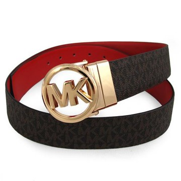 MICHAEL KORS 圓標LOGO咖紅雙色雙面翻轉皮帶