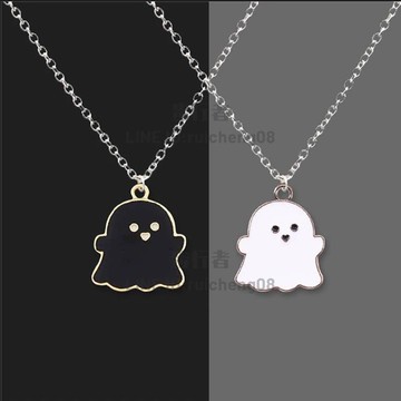 萬圣節幽靈黑白小鬼項鏈個性小眾嘻哈ins百搭飾品【步行者戶外生活館】