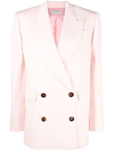 Alexander McQueen - double-breasted boxy blazer - women - Wool/Cupro - 38 - Pink