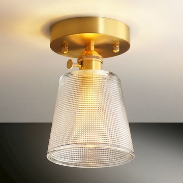 銅製品、造型玻璃單吸頂玄關燈 B63-1723