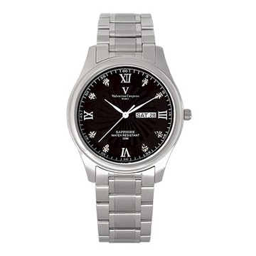 Valentino Coupeau 范倫鐵諾 古柏 羅馬晶鑽男錶 (銀殼/黑面)