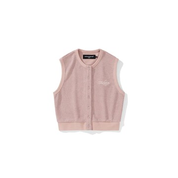 UNKNOWNDOMAIN CW#1829 WAFFLE PATTERN BUTTON-UP VEST PINK