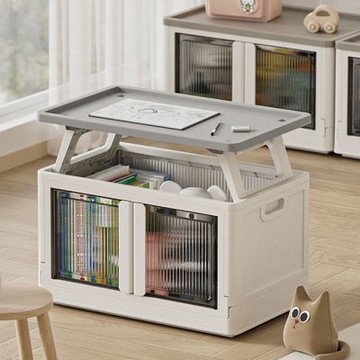 AOTTO 大容量戶外附桌板折疊收納箱80L(桌板箱 收納箱 露營 車載箱 折疊箱)