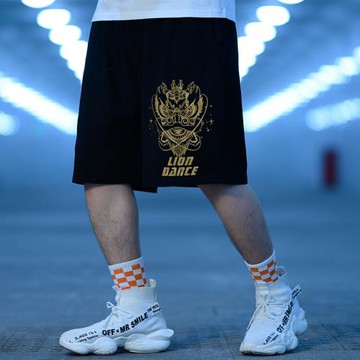 dekh潮牌五分褲國潮短褲男潮寬松潮流大碼褲運動褲ins褲子籃球褲