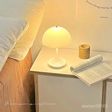 💖【桃園現款】💖韓式簡約水母臺燈 無綫床頭燈 臥室充電小夜燈 蘑菇燈 溫馨書房裝飾燈 居家氛圍燈 造型LED檯燈 HPV