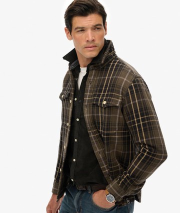 Superdry Men's The Merchant Store - Heavy Checked Shirt Green Size: L
