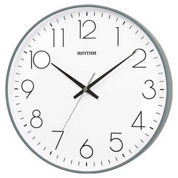 RHYTHM 日本麗聲時計 百搭造型高清數字超靜音掛鐘 12吋  灰色