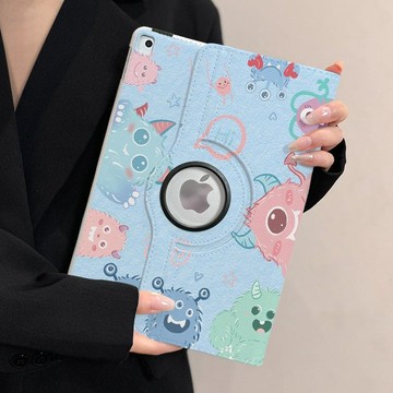 360度旋轉ipad11保護殼2025新款air765可愛小怪獸pro11寸皮套10/9/8代